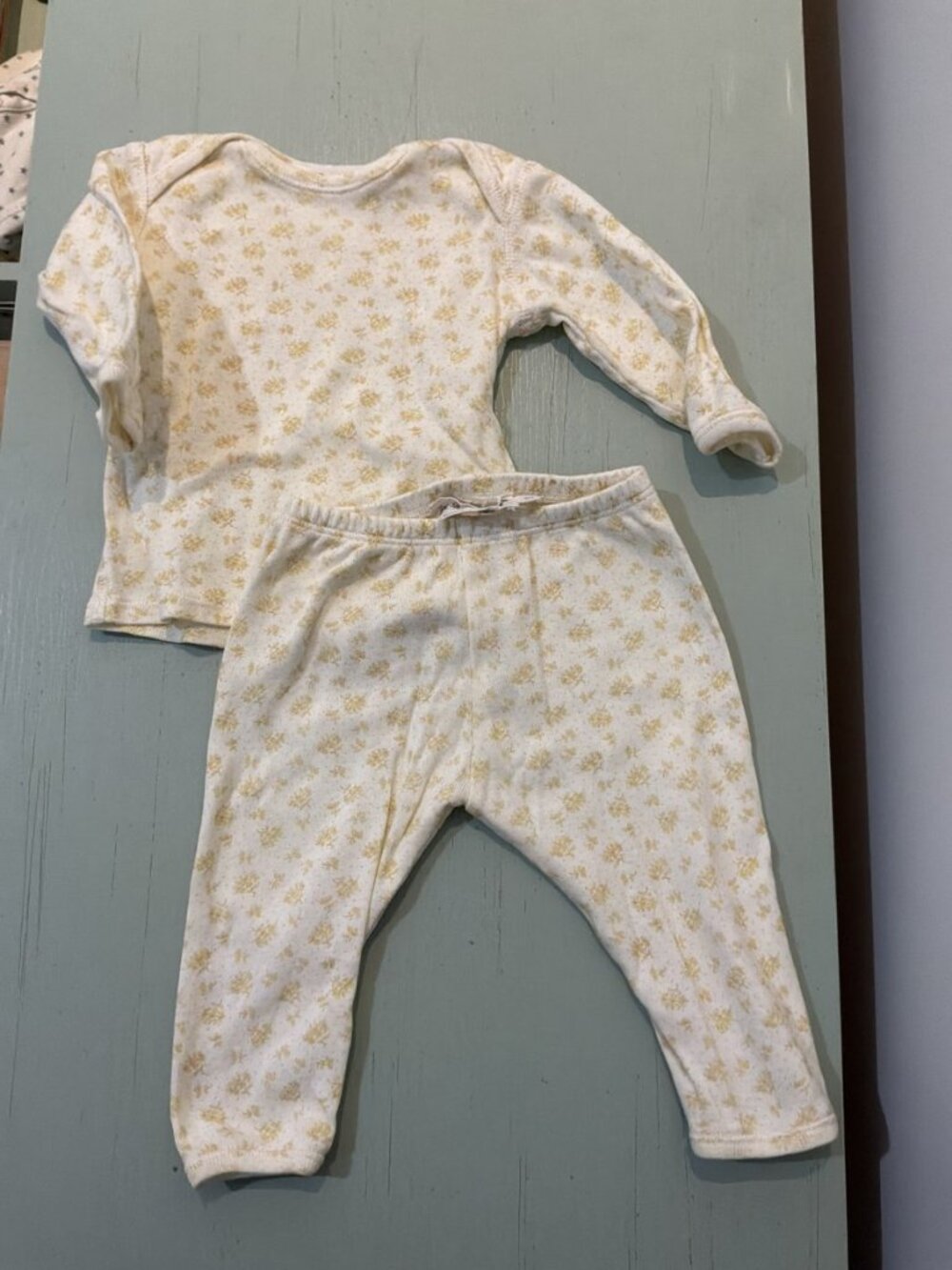 Bonpoint Yellow Floral Top and Pants Set 3M